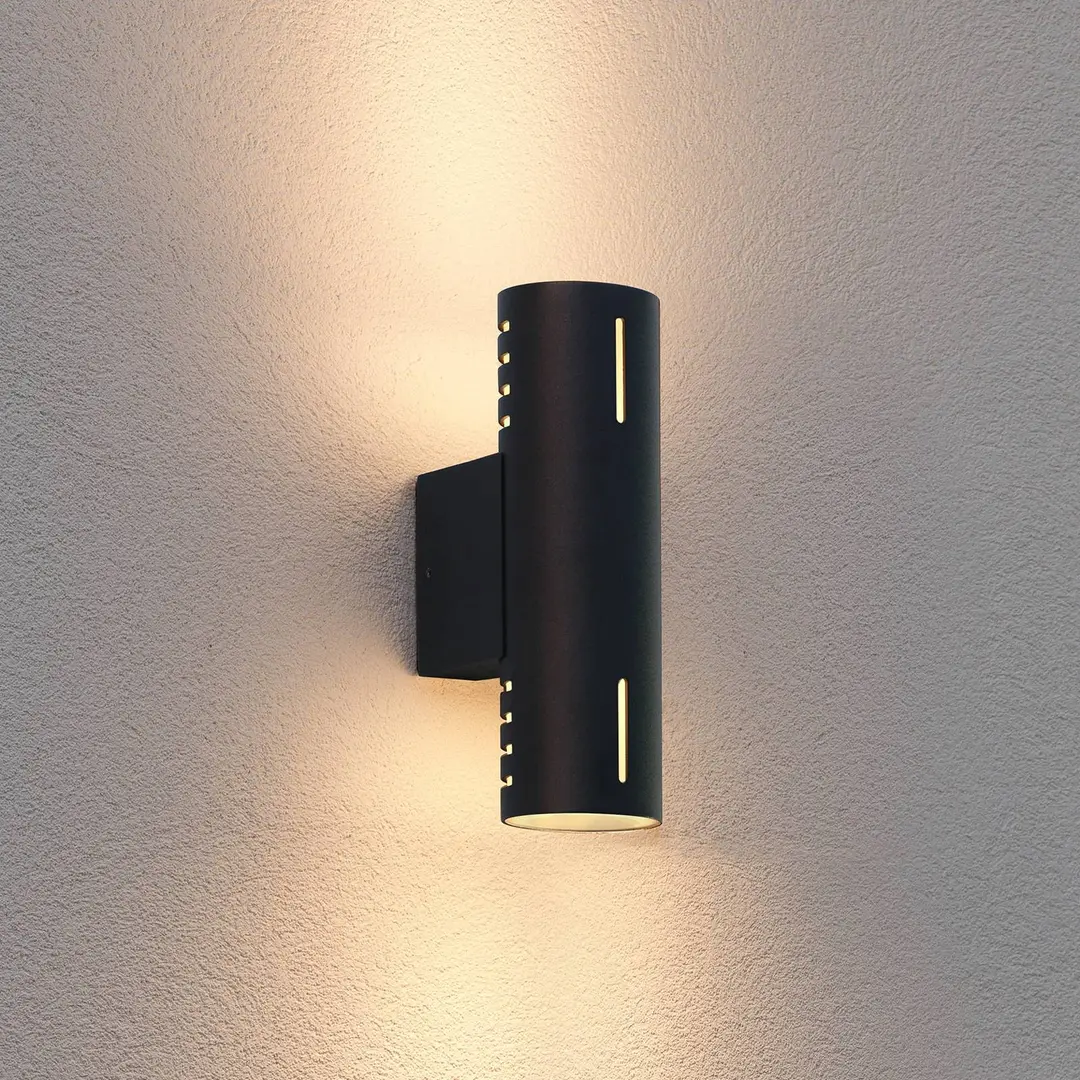 Konstsmide Außenwandleuchte Cuneo, schwarz, Höhe 25 cm, Metall, up/down