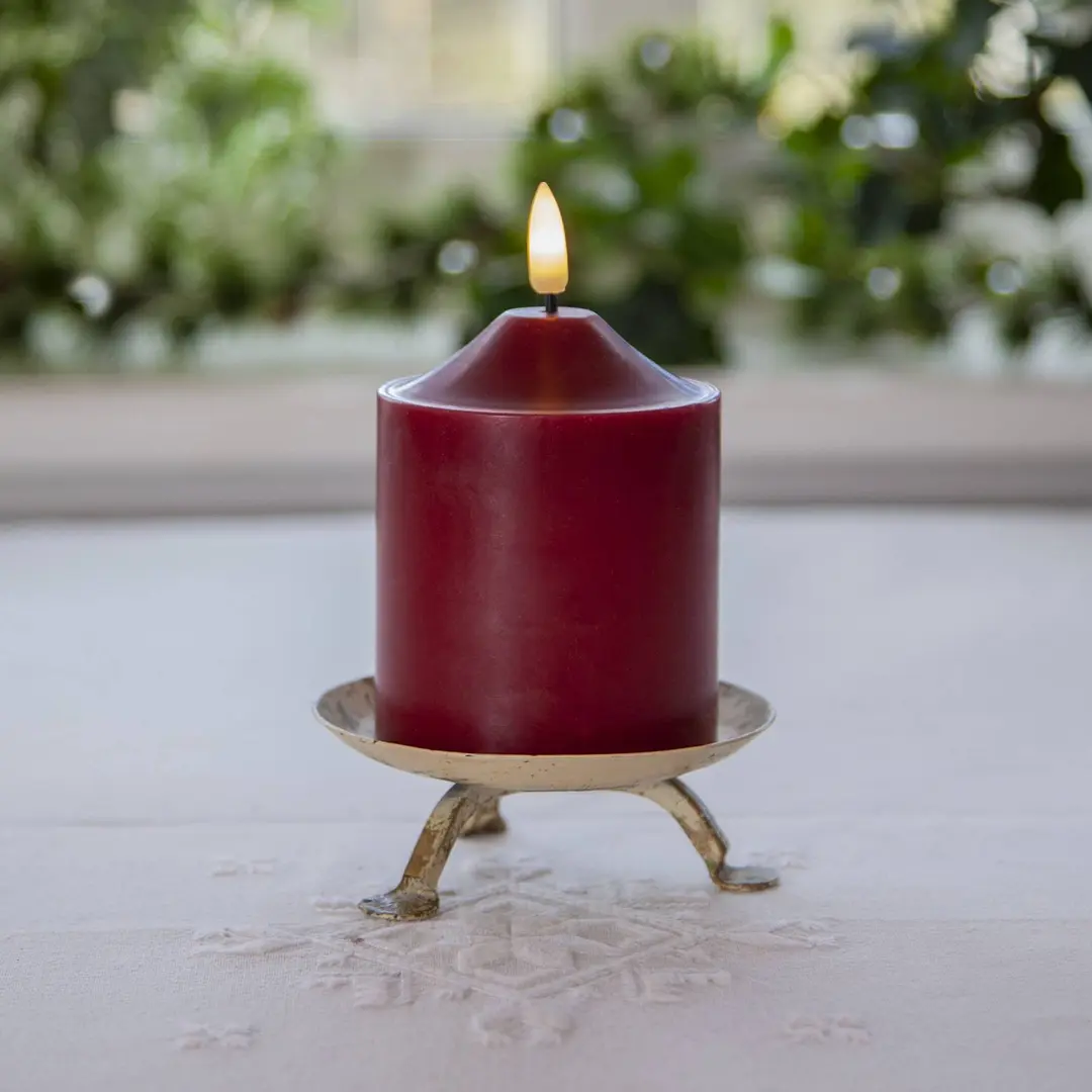 STAR TRADING LED-Kerze Flamme, Höhe 12 cm, rot Echtwachs Batteriebetrieb