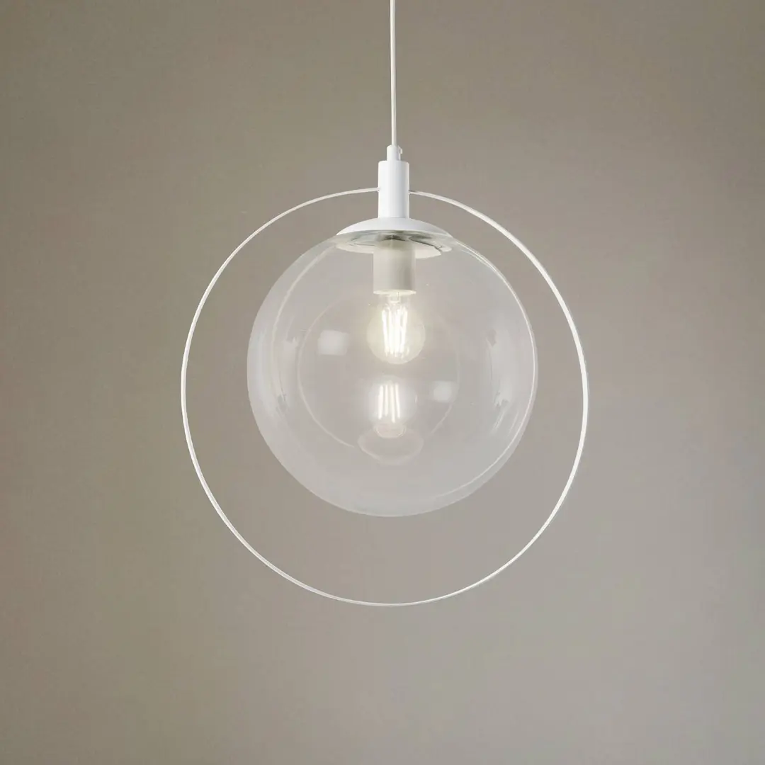 ALDEX Hängeleuchte Aura, weiß, Metall, Glas, klar, E27