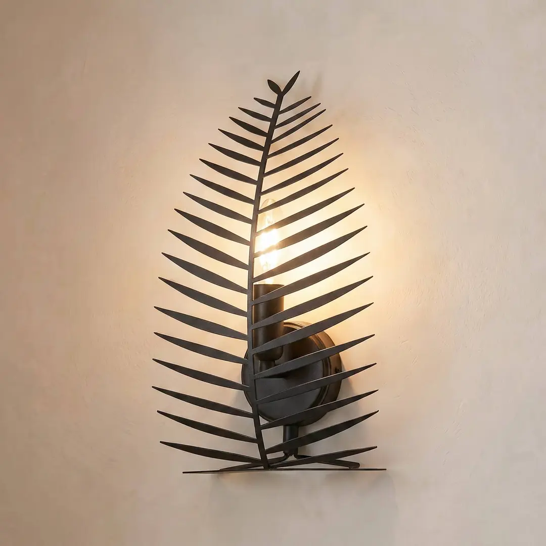 Opviq Wandleuchte LEAF, schwarz, Höhe 30 cm Metall, E14
