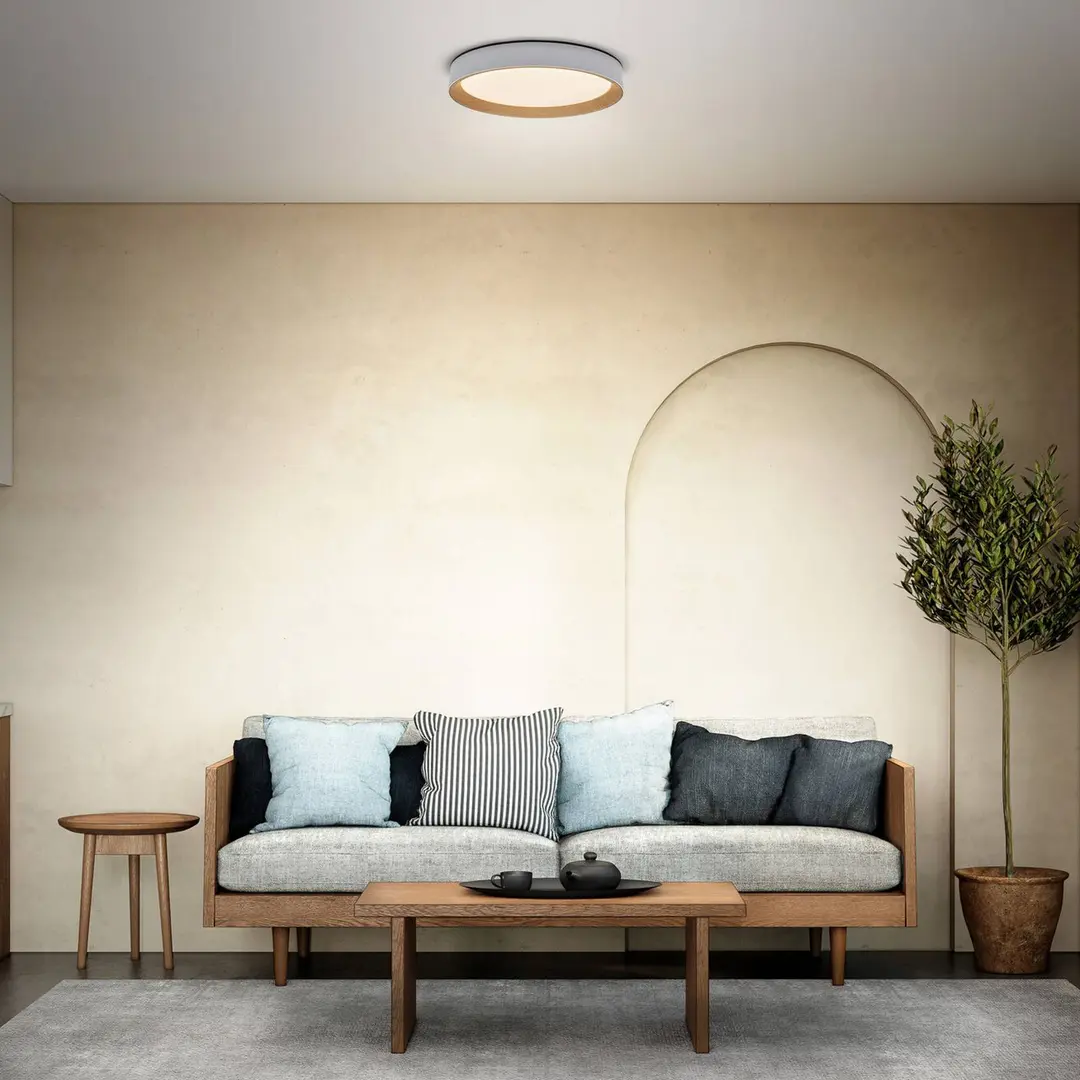 OSRAM LED-Deckenlampe ORBIS LARIOS, weiß/holz Ø 49 cm, dim