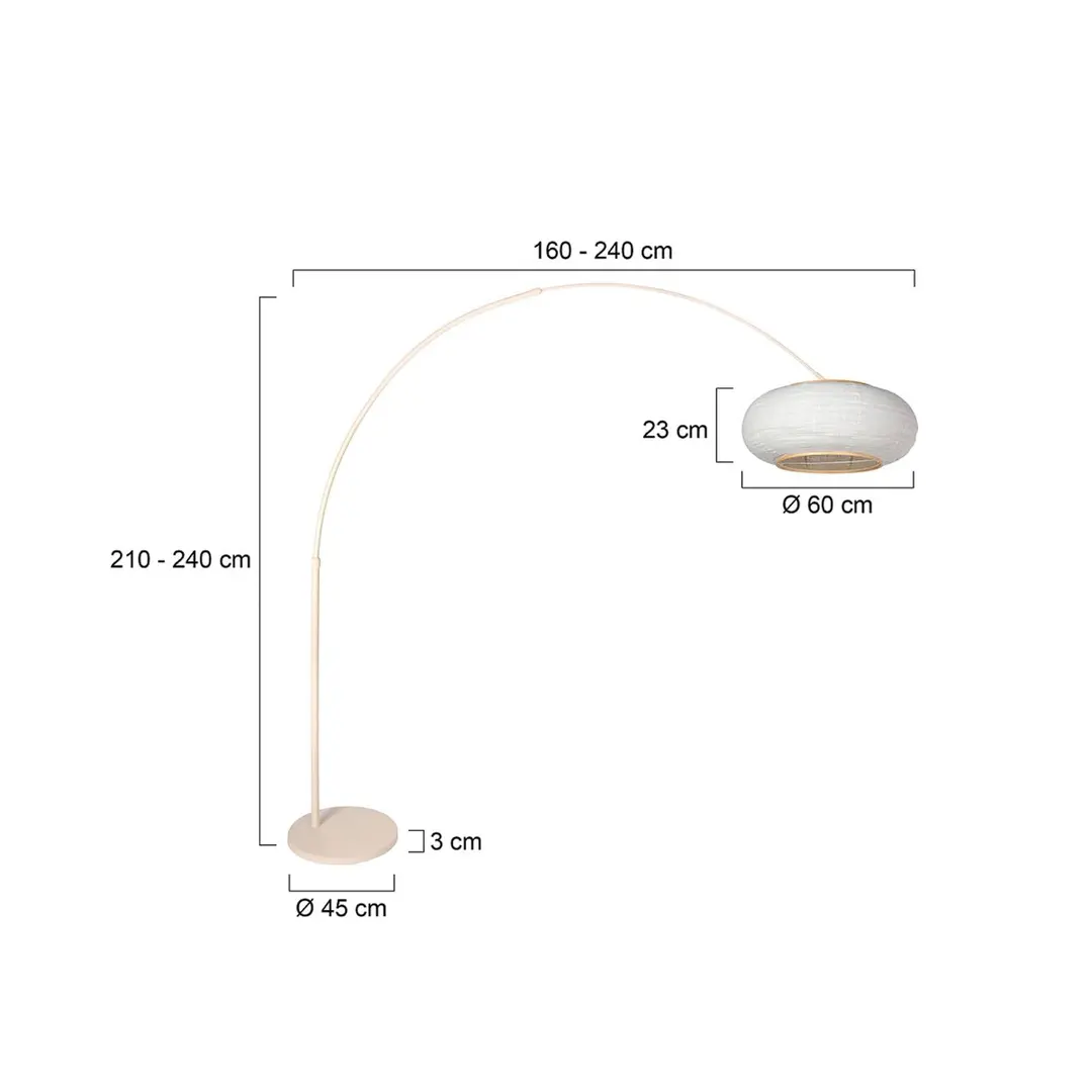 Steinhauer Bogen-Stehleuchte Sparkled Light creme/Leinen grau, 240 cm