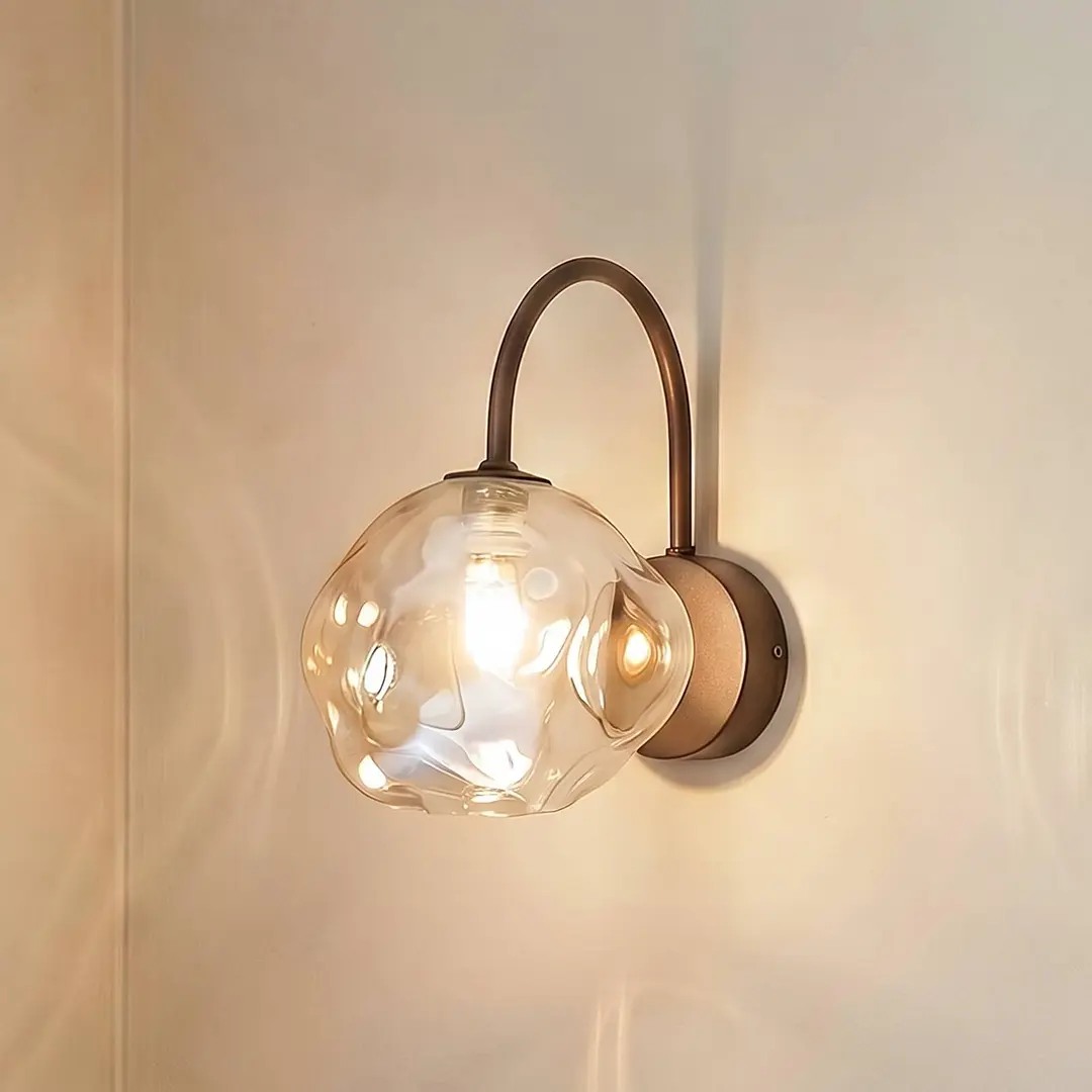 TK Lighting Wandleuchte Lava, braun, Glas, Höhe 21 cm, G9