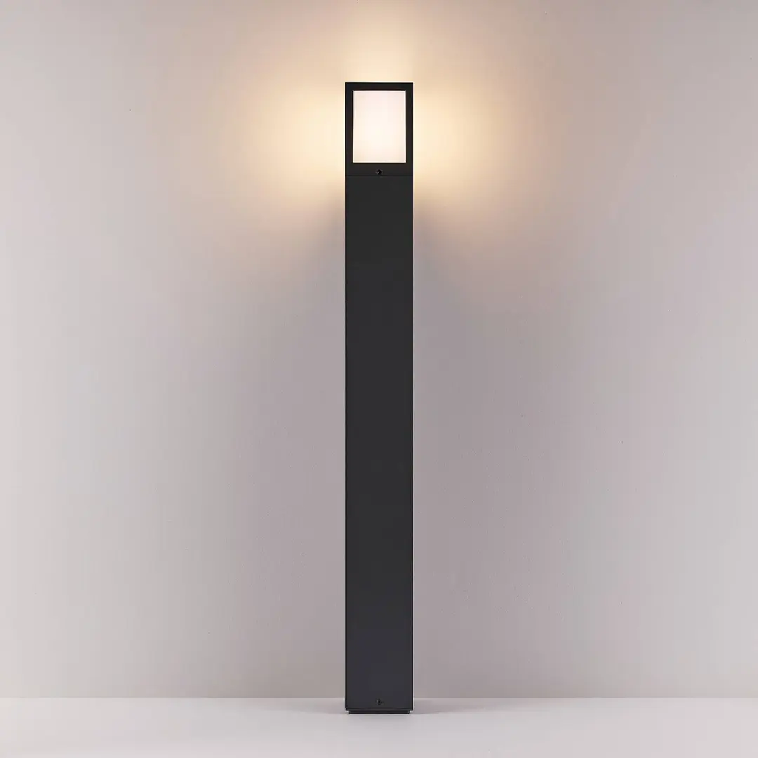 Deko-Light Wegeleuchte Facado II, Höhe 100 cm, eckig, dunkelgrau/opal