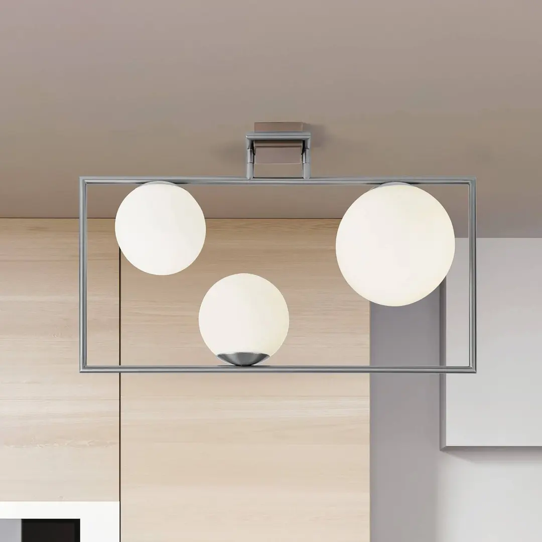 miloox by Sforzin Deckenleuchte Buble, stahlfarben, 3-flammig, Glas