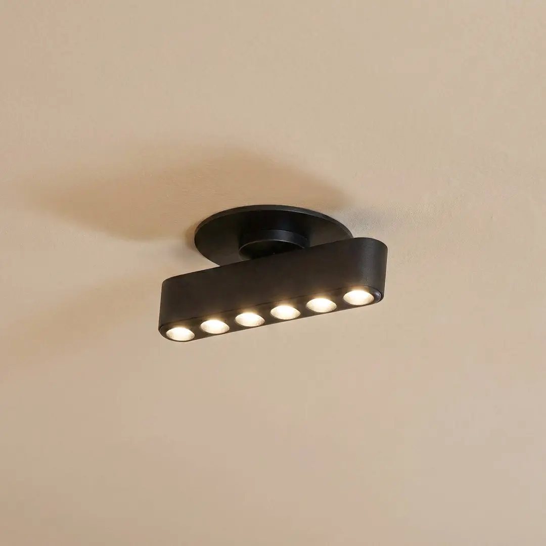 Lindby LED-Einbauleuchte Eldrin, schwarz, Lichtpunkte,13,1cm