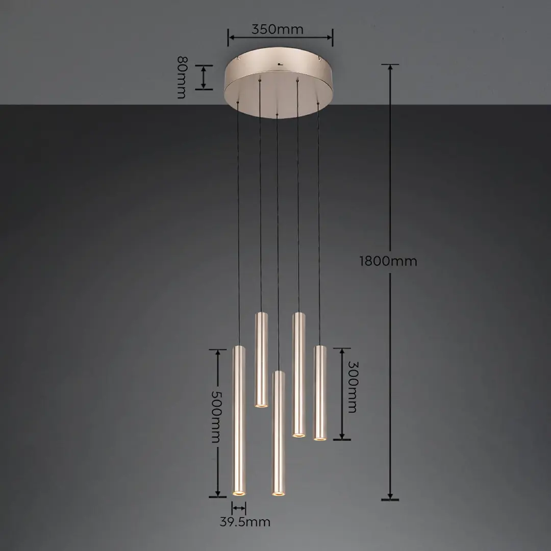 Trio Lighting LED-Pendellampe Arimato, Ø 35 cm, cremefarben, Metall, CCT
