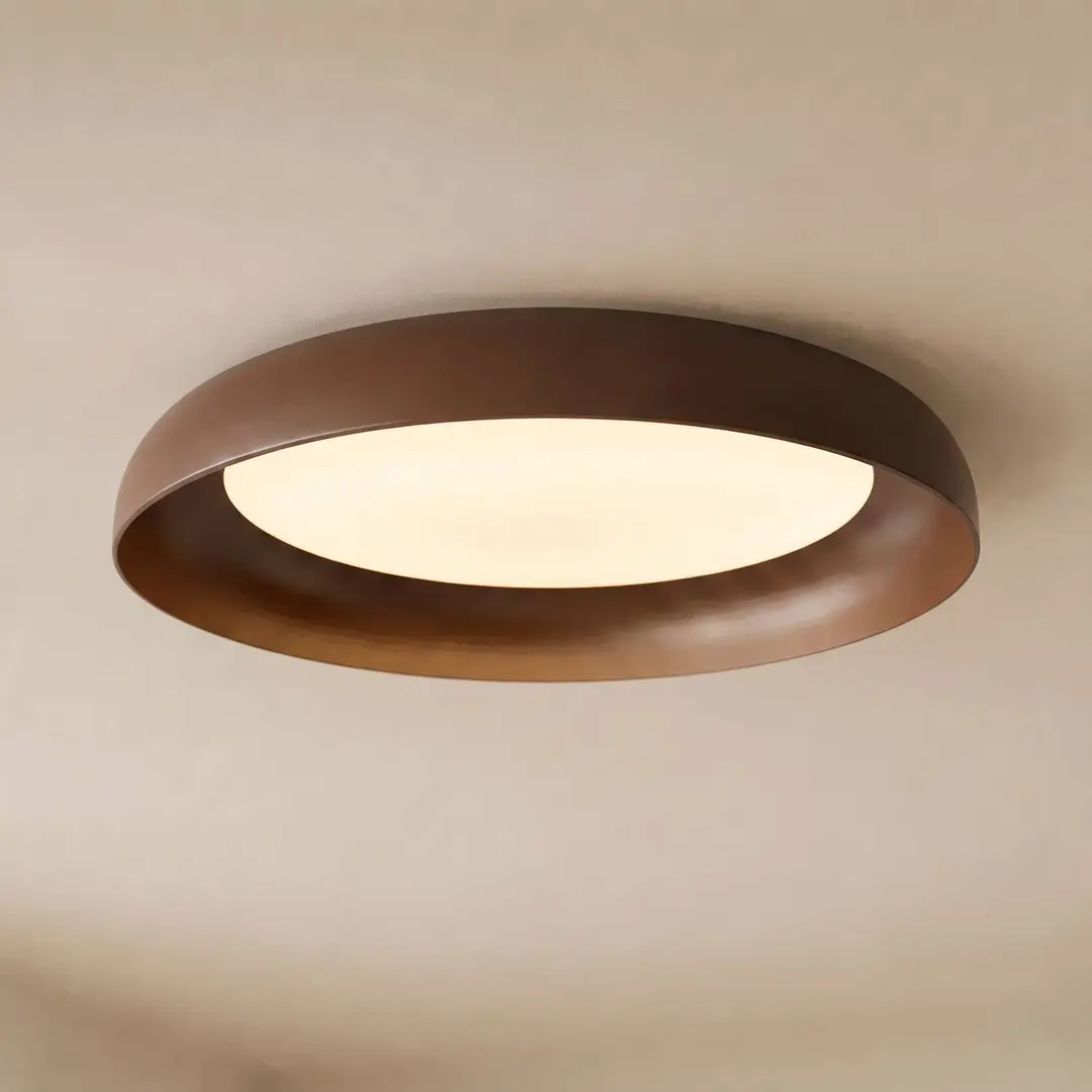 Lindby LED-Deckenleuchte Florie, braun, Metall, Ø 40 cm