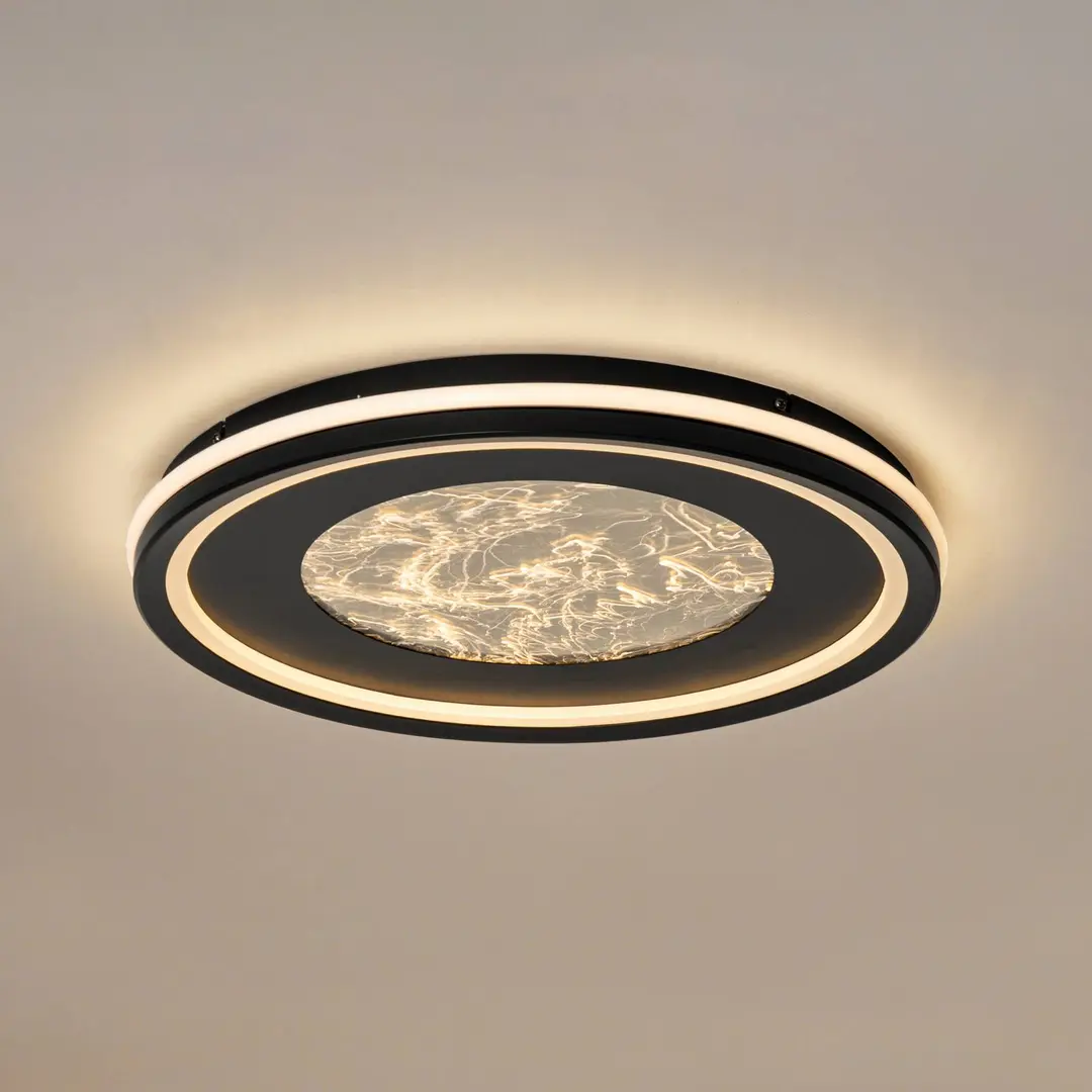 Lucande LED-Deckenlampe Tillian, schwarz/gold, 50cm, dimmbar