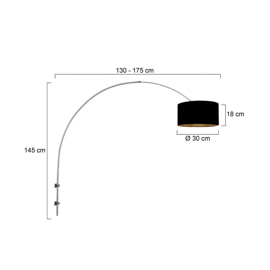 Steinhauer Wandlampe Sparkled Light stahl/schwarz-gold Ausladung 175 cm