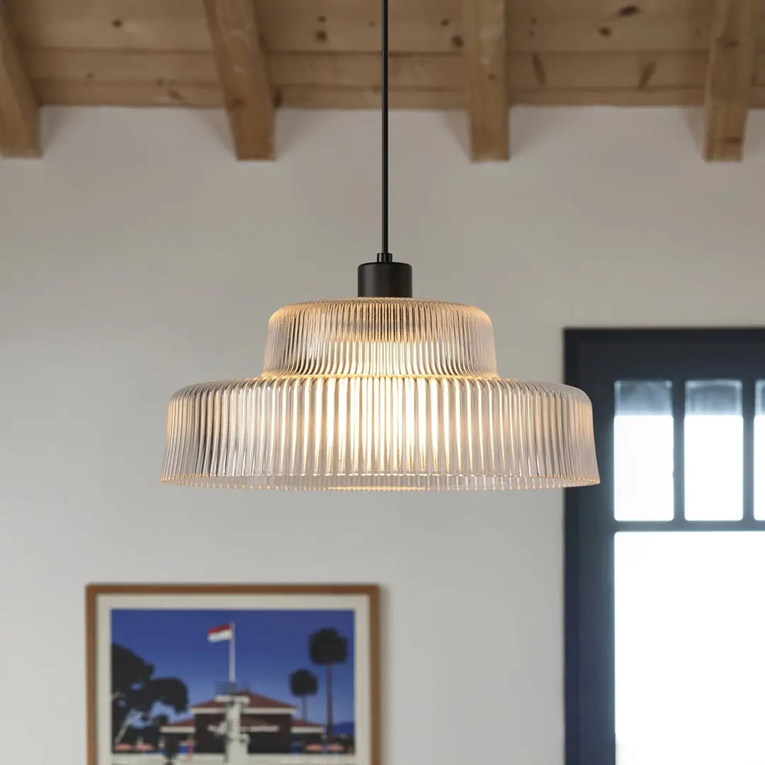 COREP Hängelampe Lorenzo, klar/schwarz, Ø 35 cm, Glas