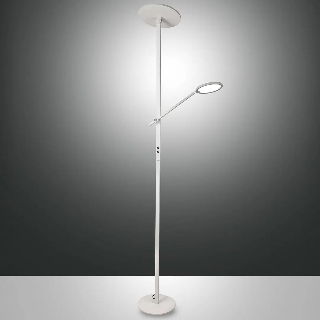 Fabas Luce LED-Stehleuchte Regina mit Lesearm, 2fl, weiß