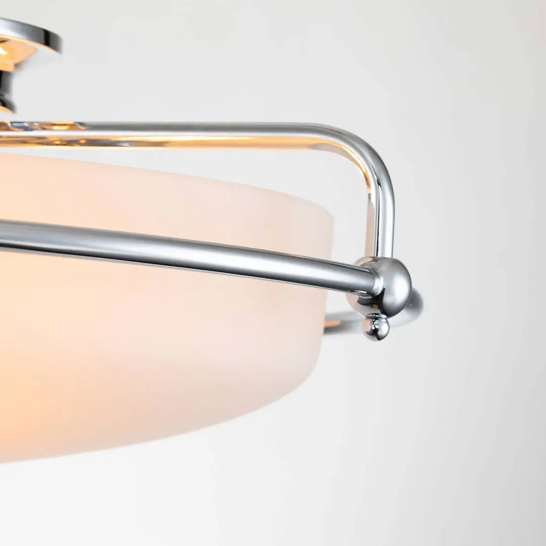 QUOIZEL Deckenleuchte Griffin F, Ø 42 cm, Opalglasschirm, chrom