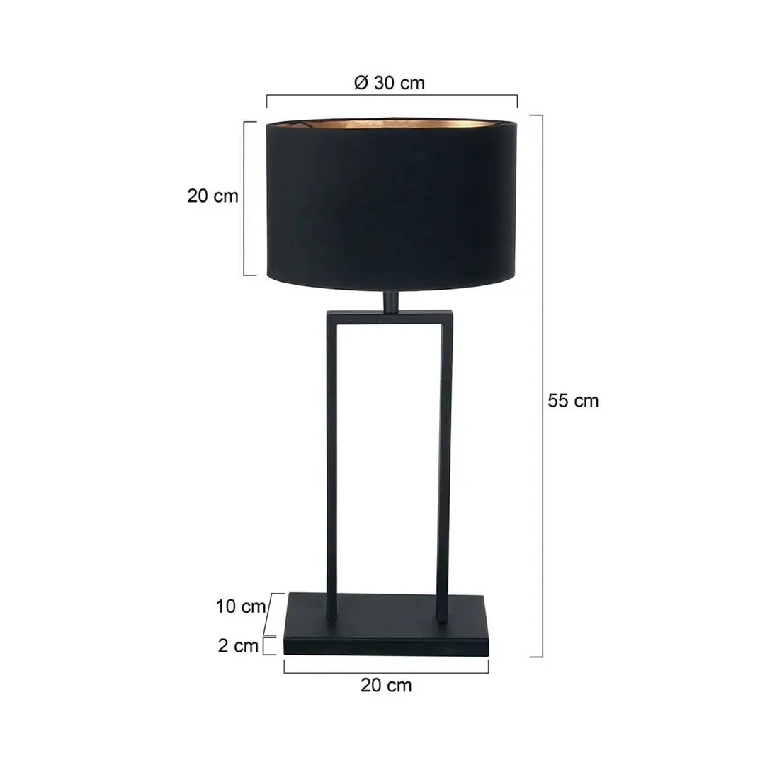 Steinhauer Tischlampe Stang 3984ZW, Chintz schwarz/schwarz-gold, 55 cm