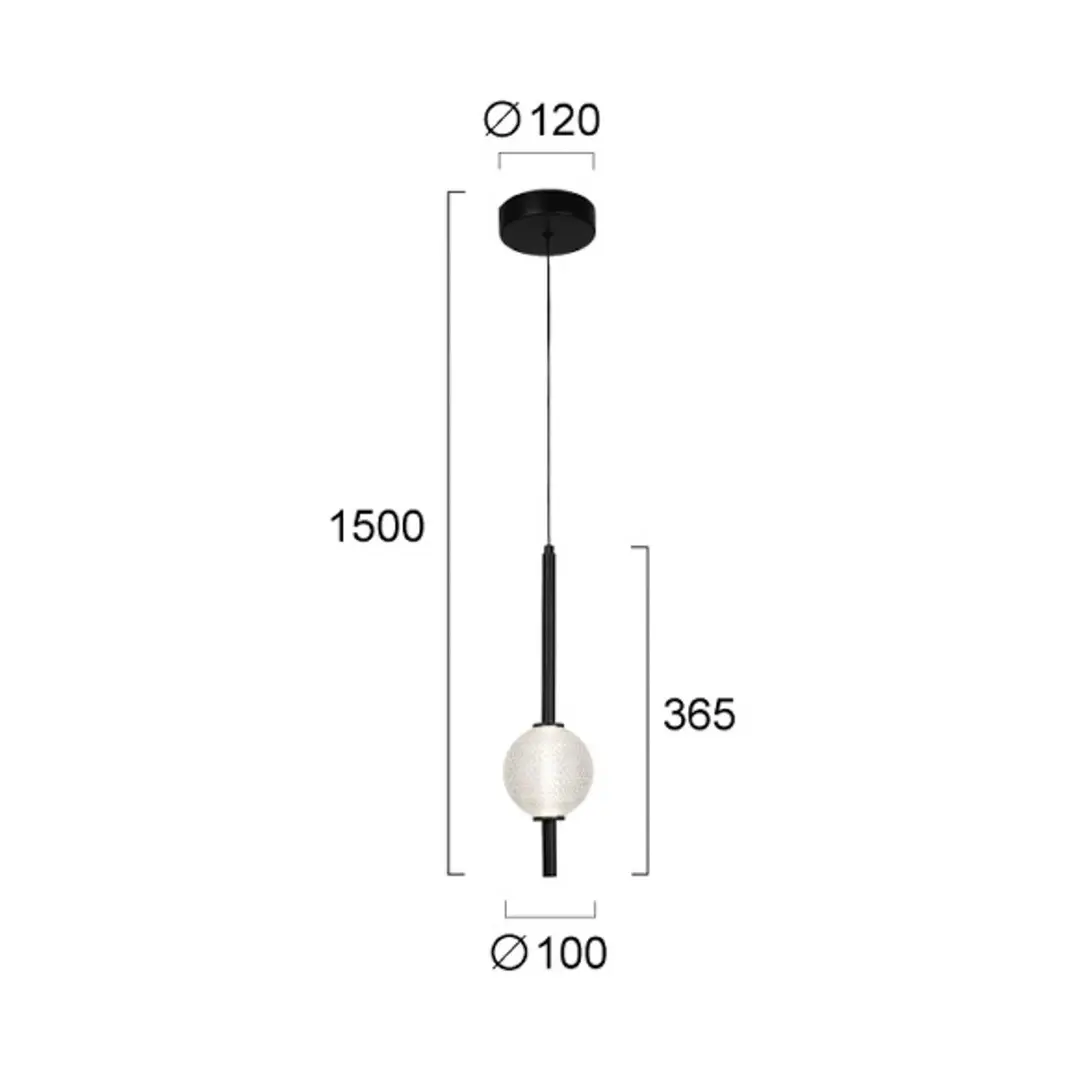 Viokef LED-Hängelampe Abeona, Ø 10 cm, schwarz/klar, Metall/Glas