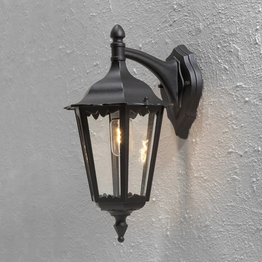 Konstsmide Außenwandleuchte Firenze, schwarz, Fassung unten, 48 cm