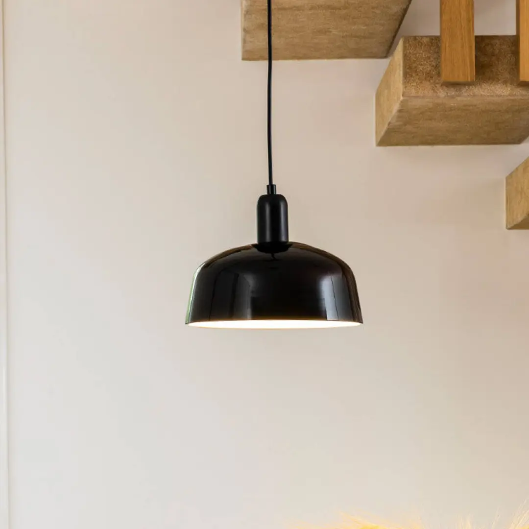 FARO BARCELONA Hängelampe Tatawin, schwarz, Glas, Ø 18,4 cm