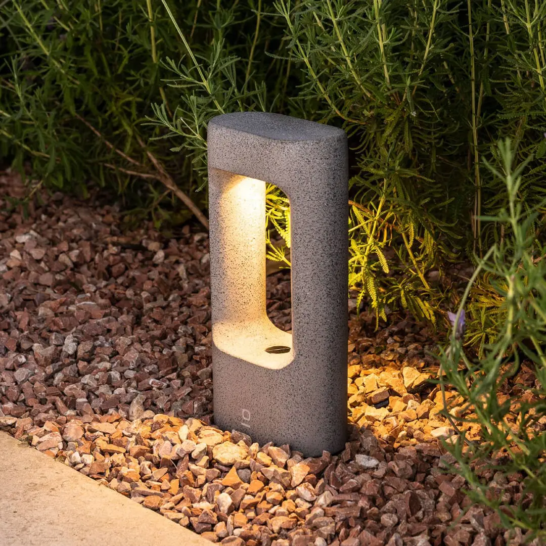 FARO BARCELONA LED-Sockellampe Totem, grau, Beton, Höhe 28,5 cm
