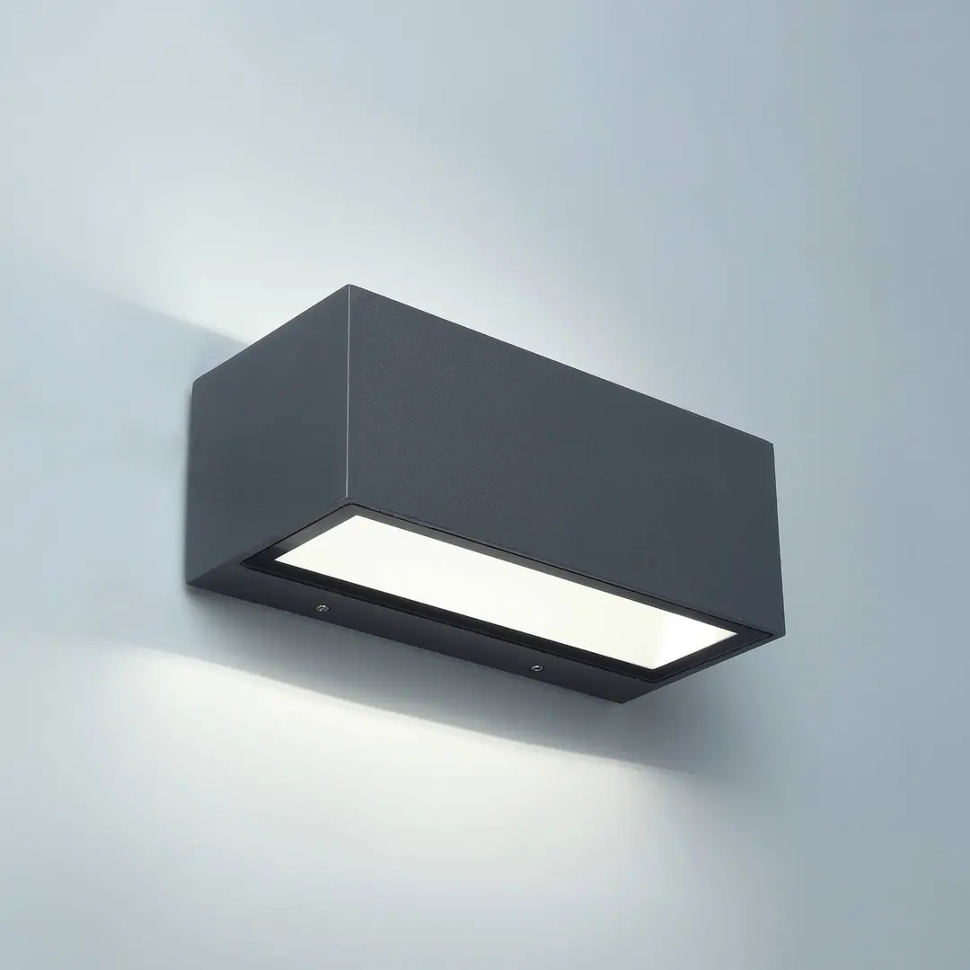 Lutec LED-Außenwandlampe GEMINI, dunkelgrau, 22 cm, IP54, up/down