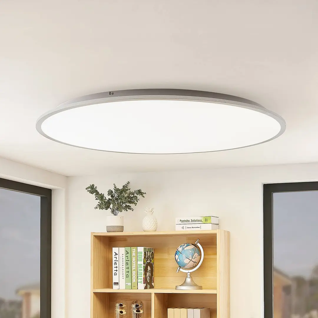Lindby LED-Deckenlampe Narima, 4.000 K, Ø 100 cm, silber