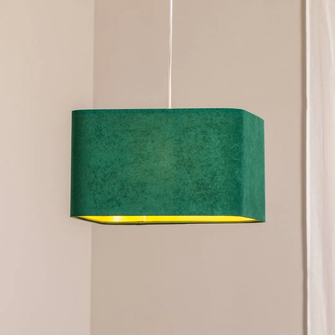 Maco Design Hängeleuchte Kwadro, grün, 40 x 40 cm, Velourstoff
