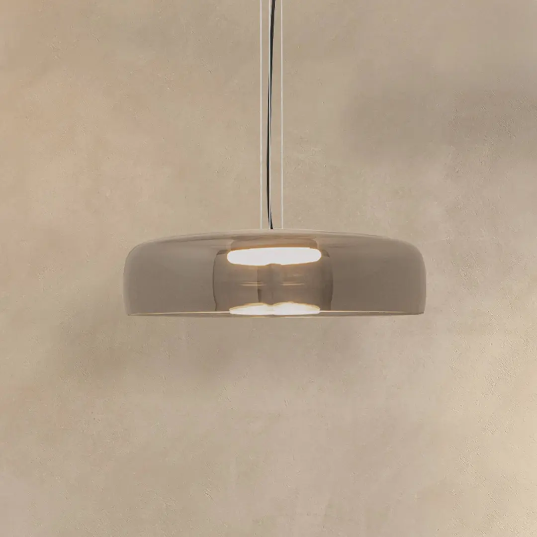 Zambelis LED-Pendelleuchte 23053, rauchgrau, Glas, 1-flammig, Ø 42 cm