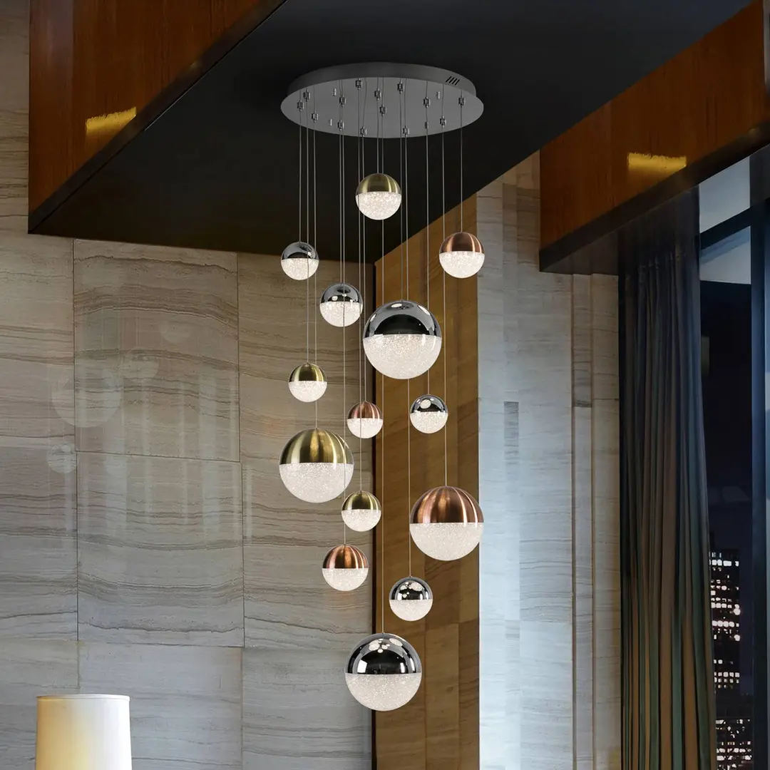 Schuller Valencia LED-Hängeleuchte Sphere, 14-fl.,dimmbar, Ø 60 cm, multicolor