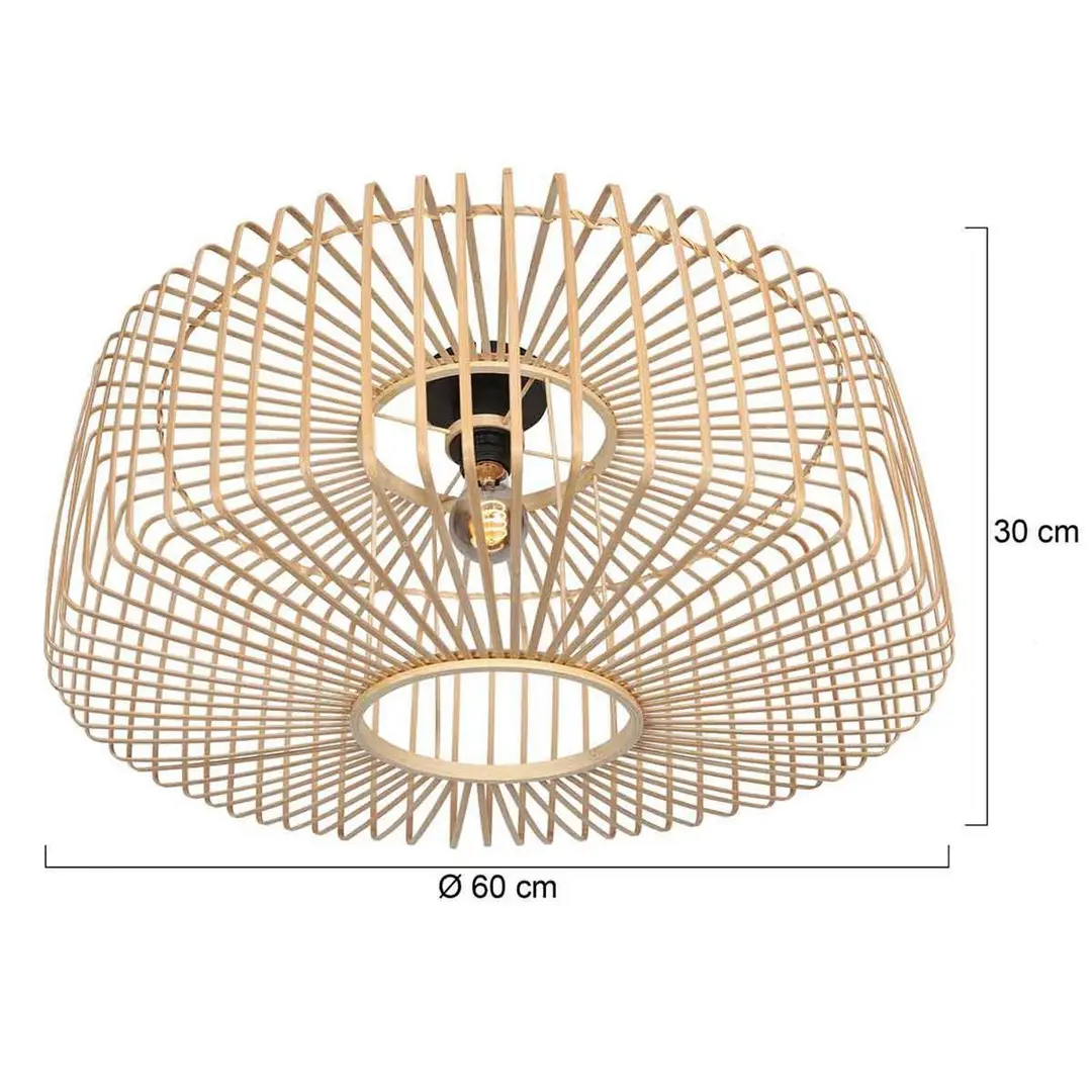 Steinhauer Deckenleuchte Bloeba, Ø 60 cm, Holz, natur, E27