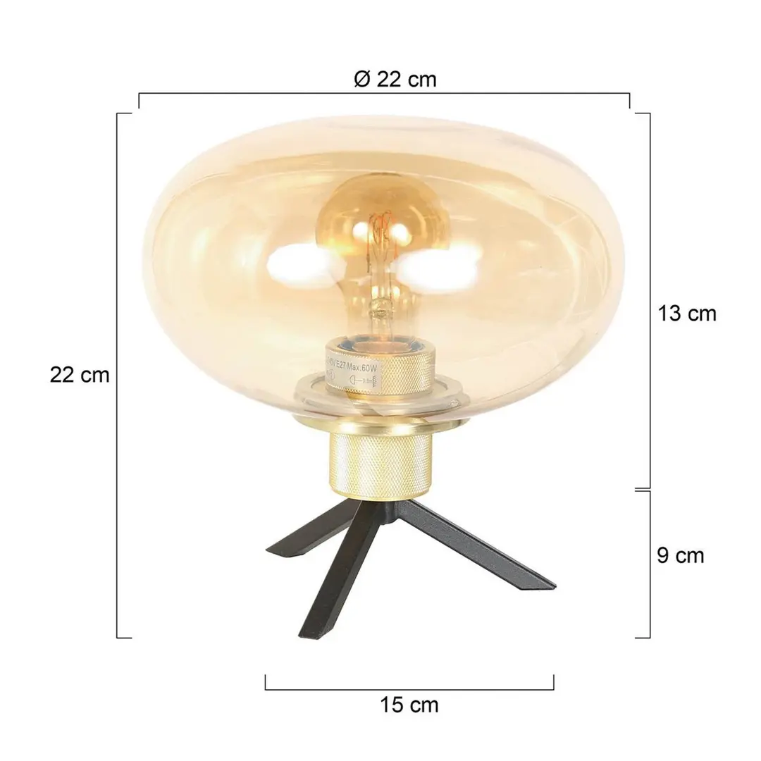 Steinhauer Tischleuchte Reflexion, Ø 22 cm, messingfarben, Glas