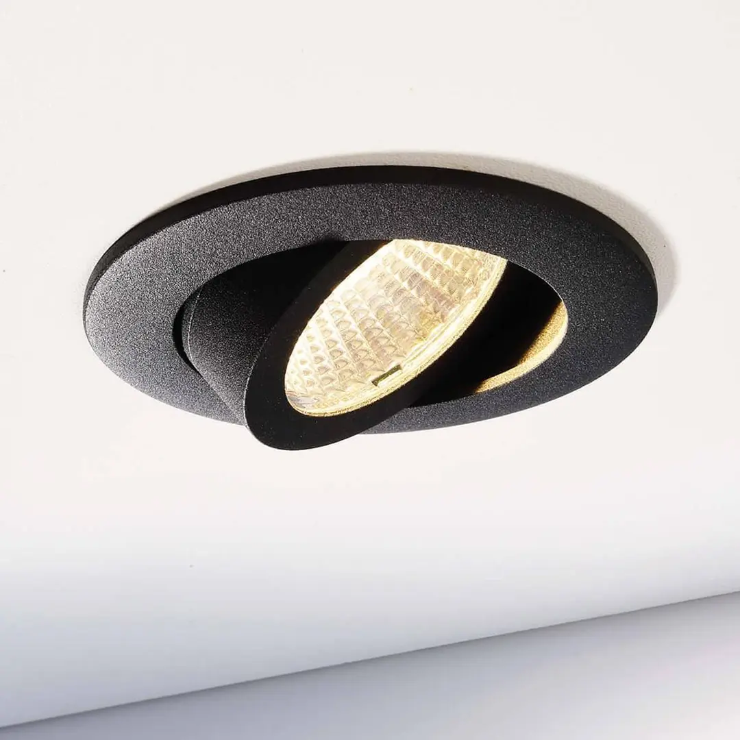 Deko-Light LED-Deckeneinbauleuchte Dione, IP44, 3.000 K, schwarz, dim