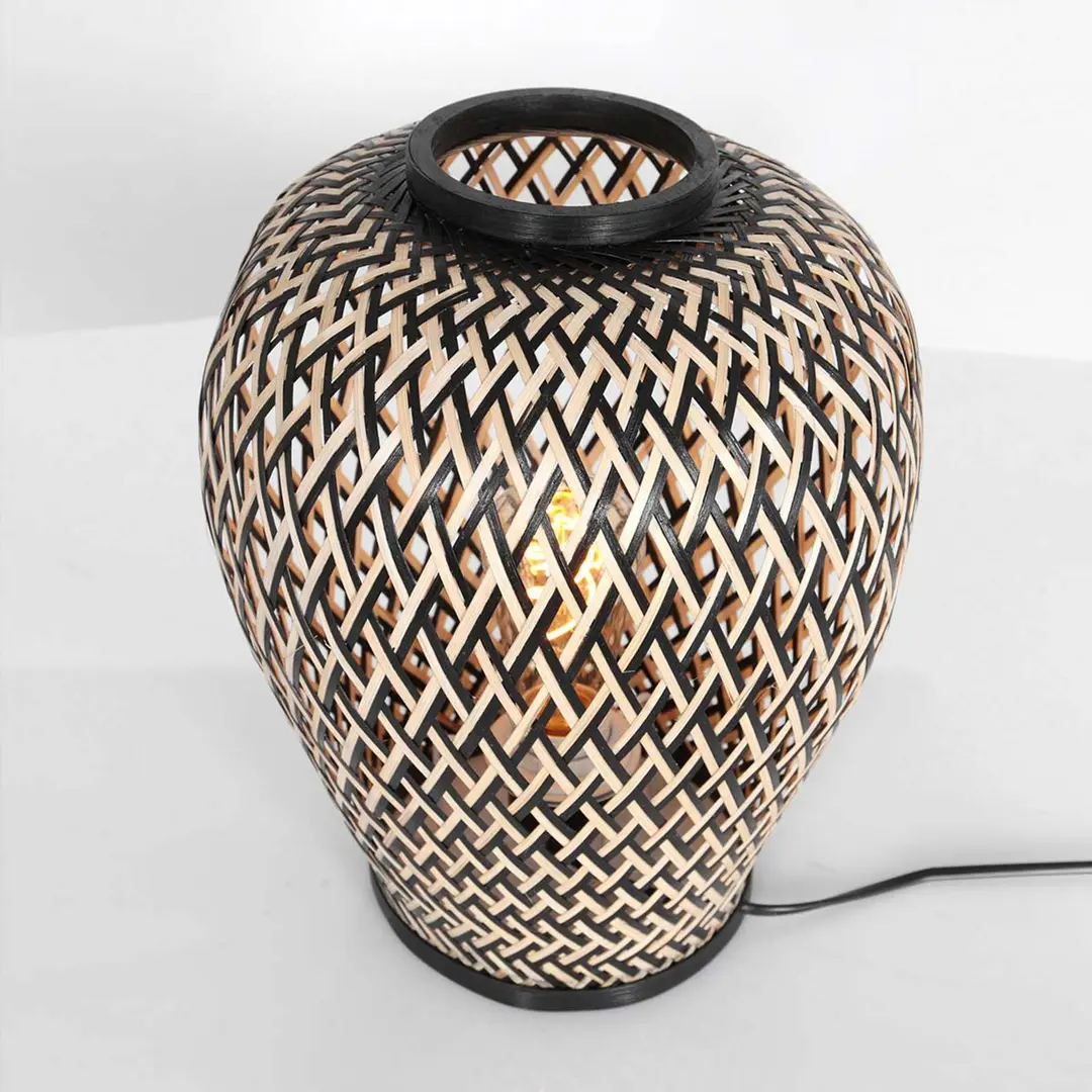 Steinhauer Tischlampe Maze, schwarz-natur