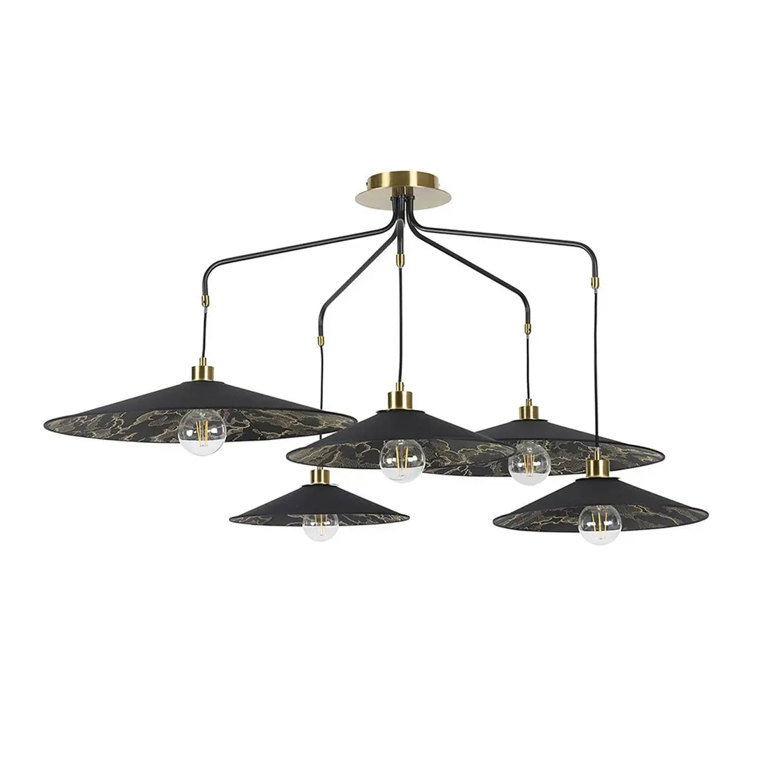 MARKET SET Hängeleuchte Gatsby, schwarz kumo, 5-flammig, E27