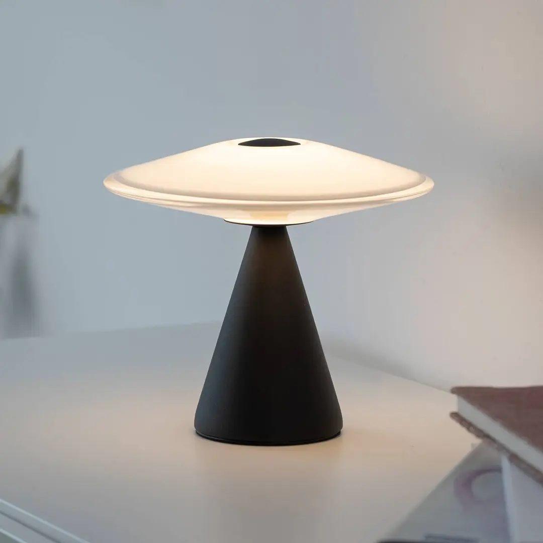 Paul Neuhaus LED-Tischlampe Elipsa, weiß/schwarz, dimmbar