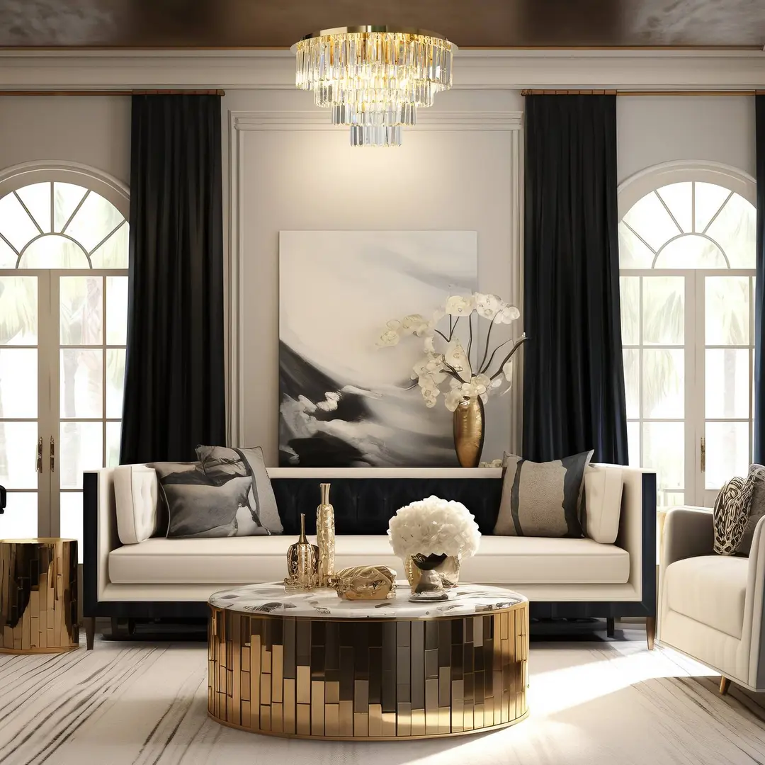 Milagro Lighting Deckenleuchte Milano, Ø 60 cm, gold/kristall, Glas, 9 x E14