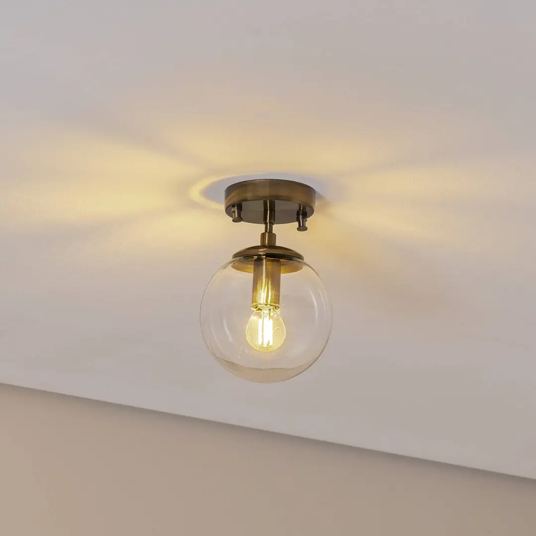 Opviq Deckenlampe Atmaca 10215, goldfarben antik, Glas klar Ø 15cm