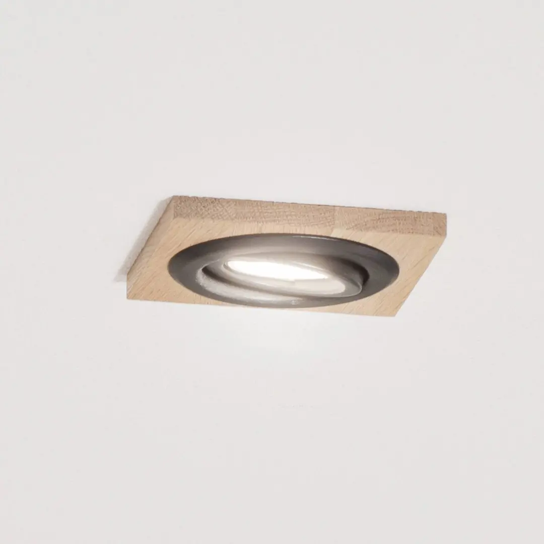 Lamkur Deckeneinbaulampe Tobby, 10 x 10 cm, 3er-Set Eichenholz GU10
