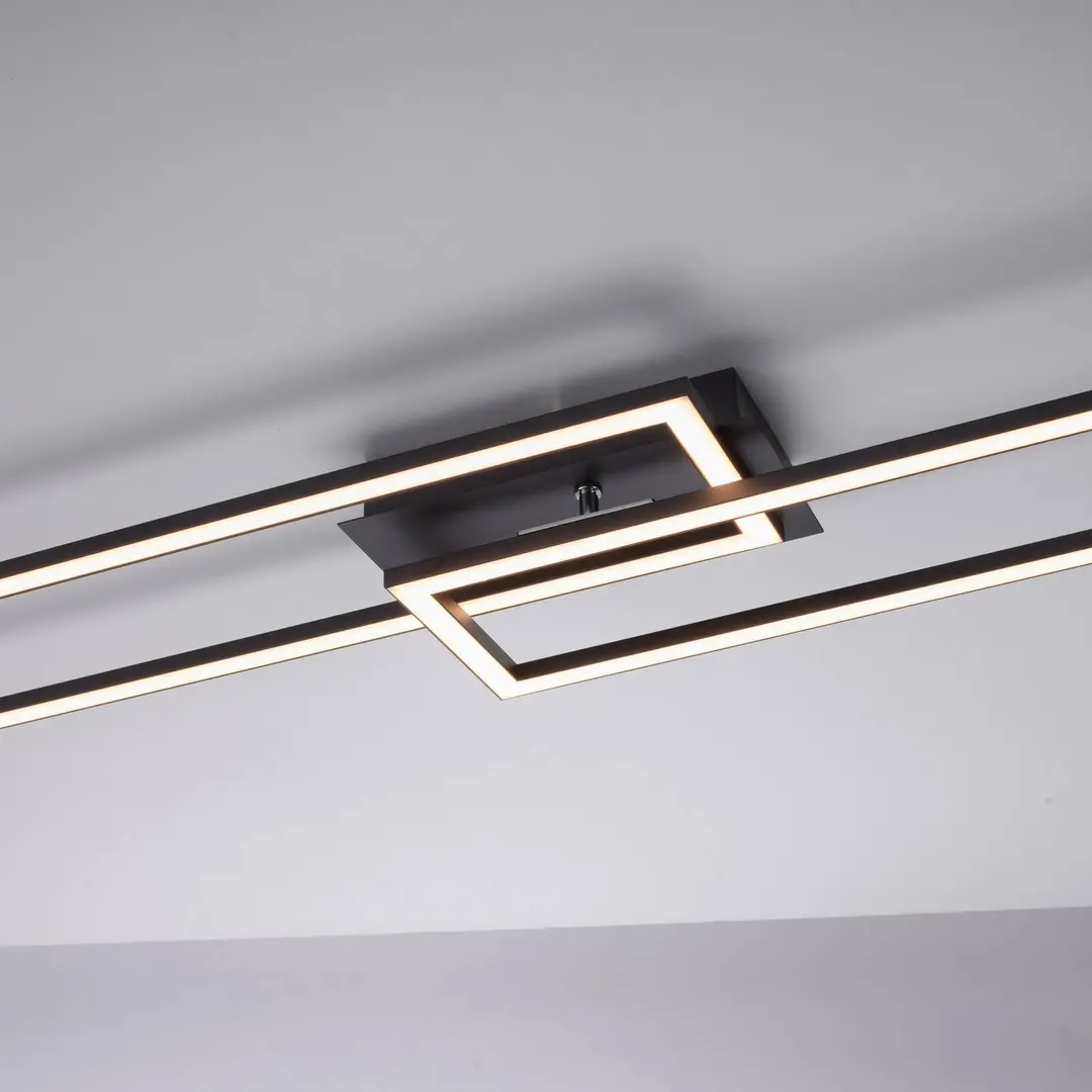 JUST LIGHT. GmbH LED-Deckenleuchte Iven, dim, schwarz, 101,6x19,8cm