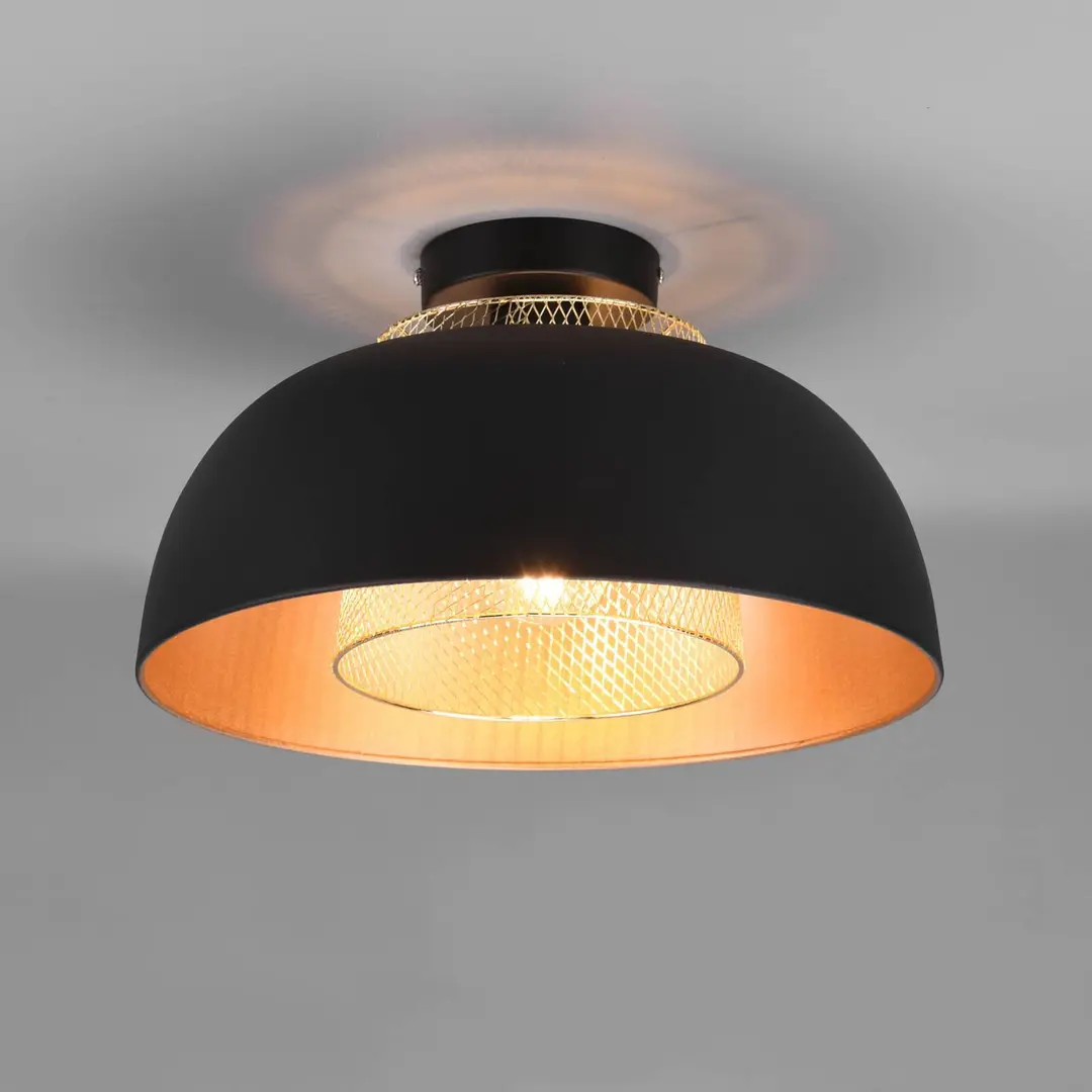 Reality Leuchten Deckenleuchte Punch, schwarz/gold, Ø 35 cm