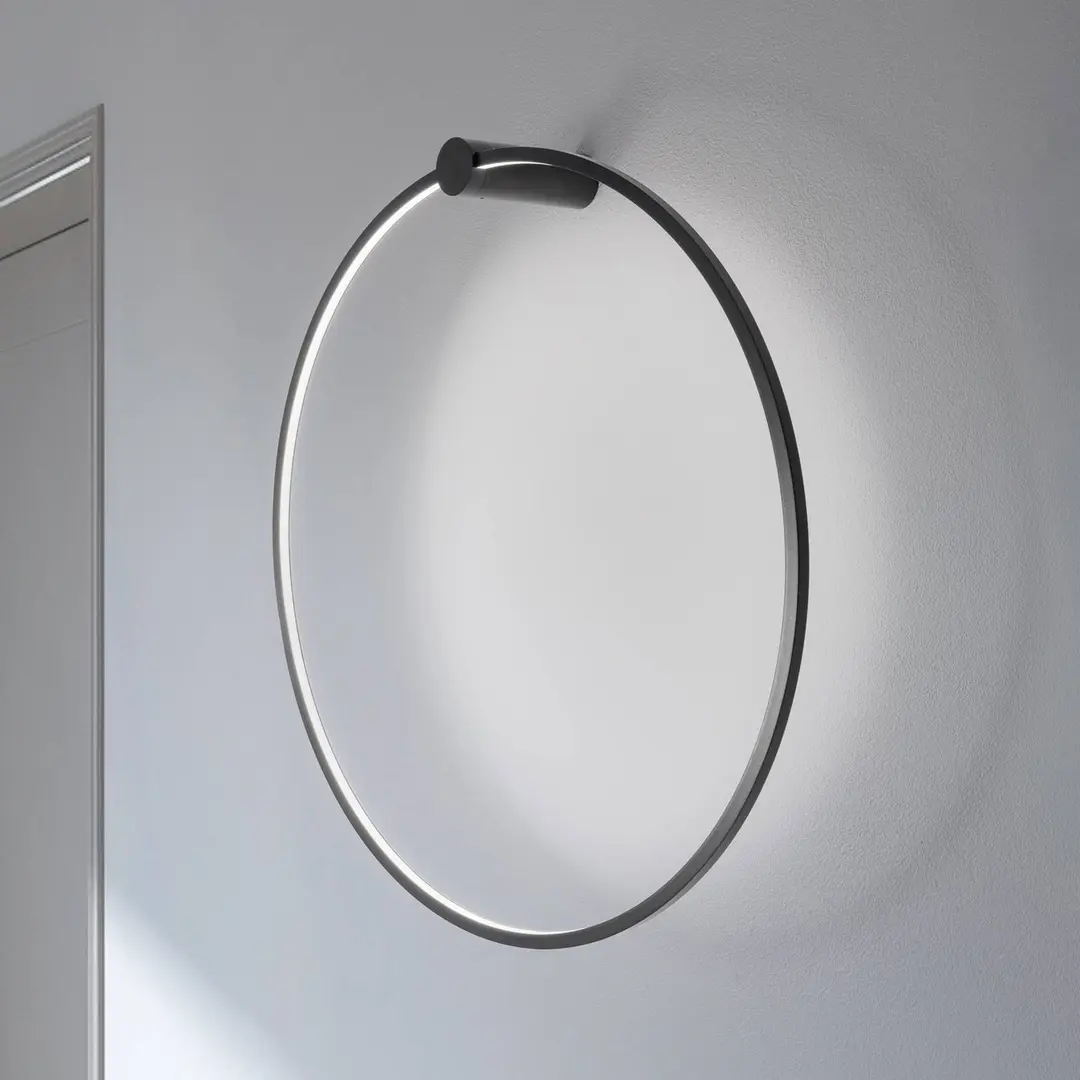 Milagro Lighting LED-Wandleuchte Saturno, schwarz, Ø 80 cm, Metall, 4.000 K