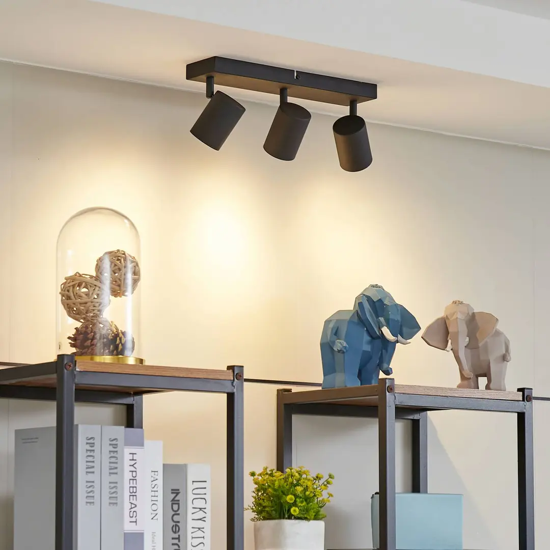 Lindby Deckenspot Jorell, schwarz, 35 cm, 3-flg., GU10