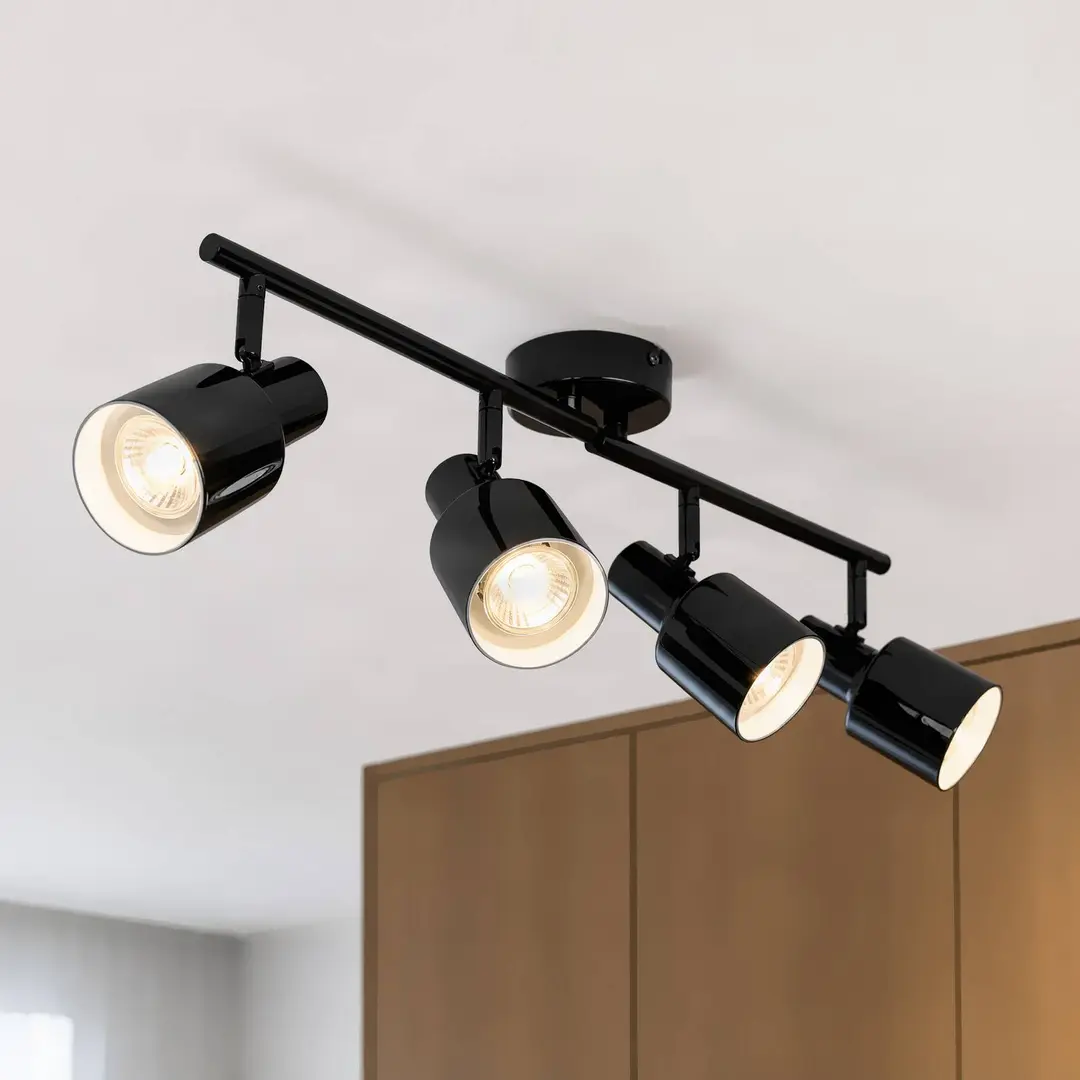 Lindby Deckenstrahler Ovelia, schwarz, 80 cm, 4-flg., E27