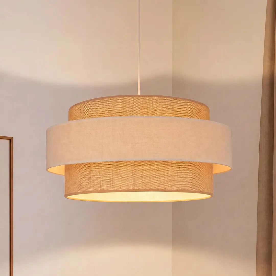 Duolla Pendellampe Space, beige/creme, 1-flammig, Textil, E27