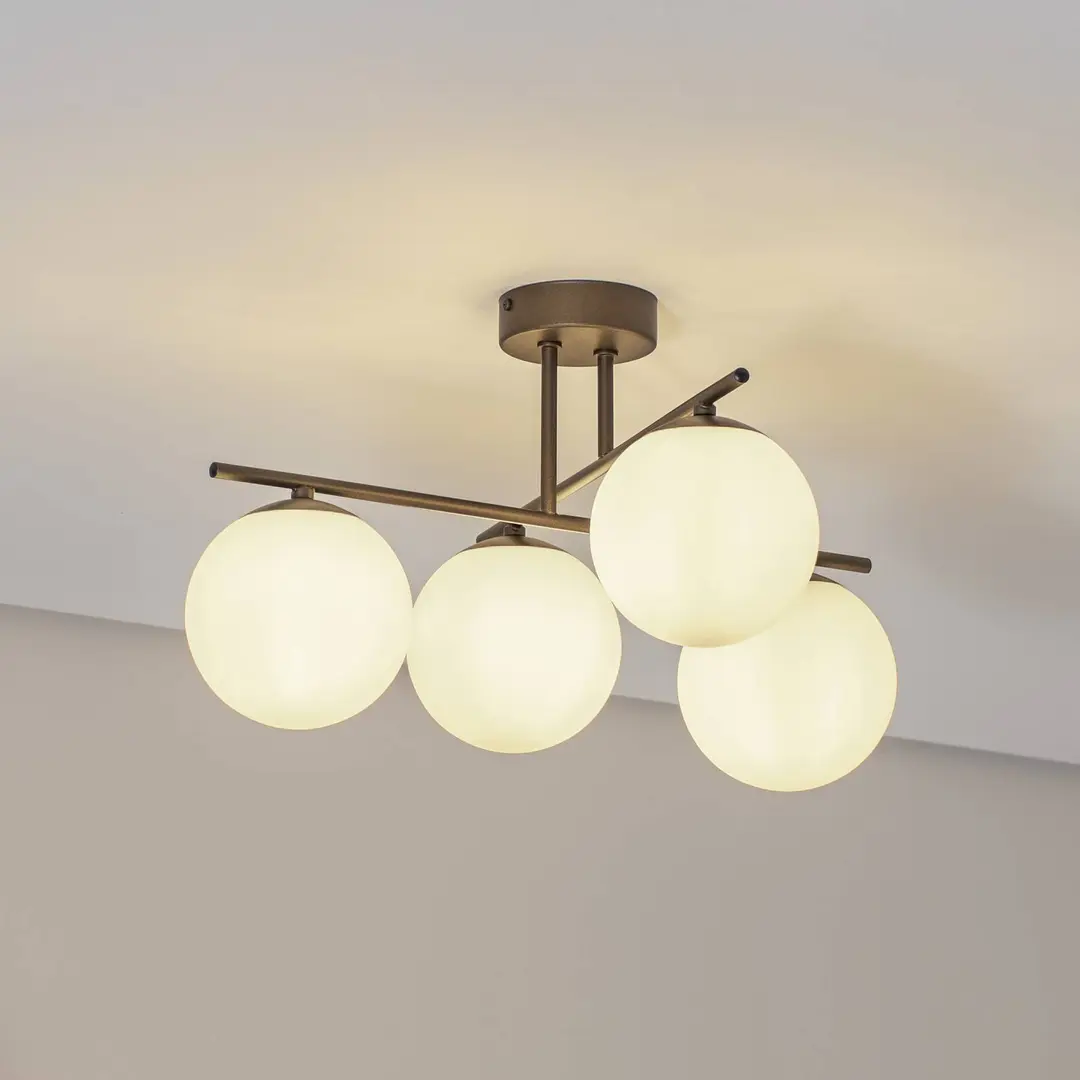 Domiluce Deckenleuchte Aurora, braun, Ø 50 cm, 4-flammig, Glas, E14