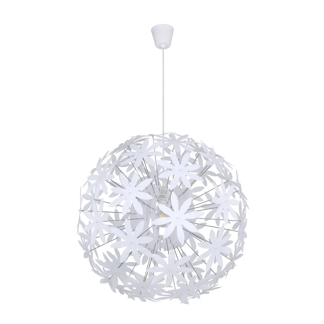 Globo Hängeleuchte Stella aus Kunststoffblüten, weiß