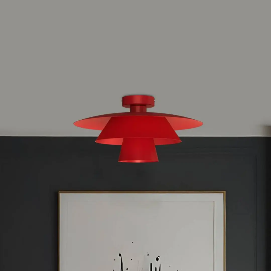 Luminex Deckenleuchte Plato, rot, Metall, Ø 38 cm, E27