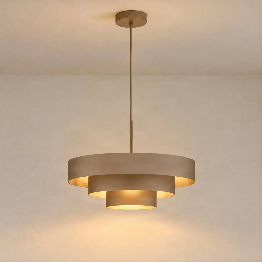 Domiluce Pendelleuchte Trio, grau-beige, Metall