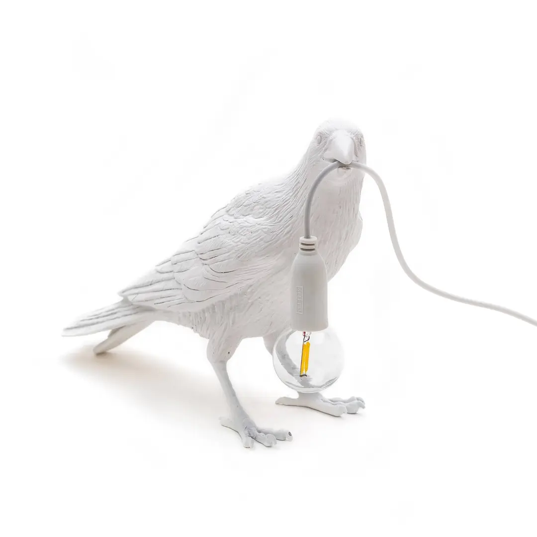 SELETTI Bird Lamp LED-Dekoleuchte, wartend, weiß