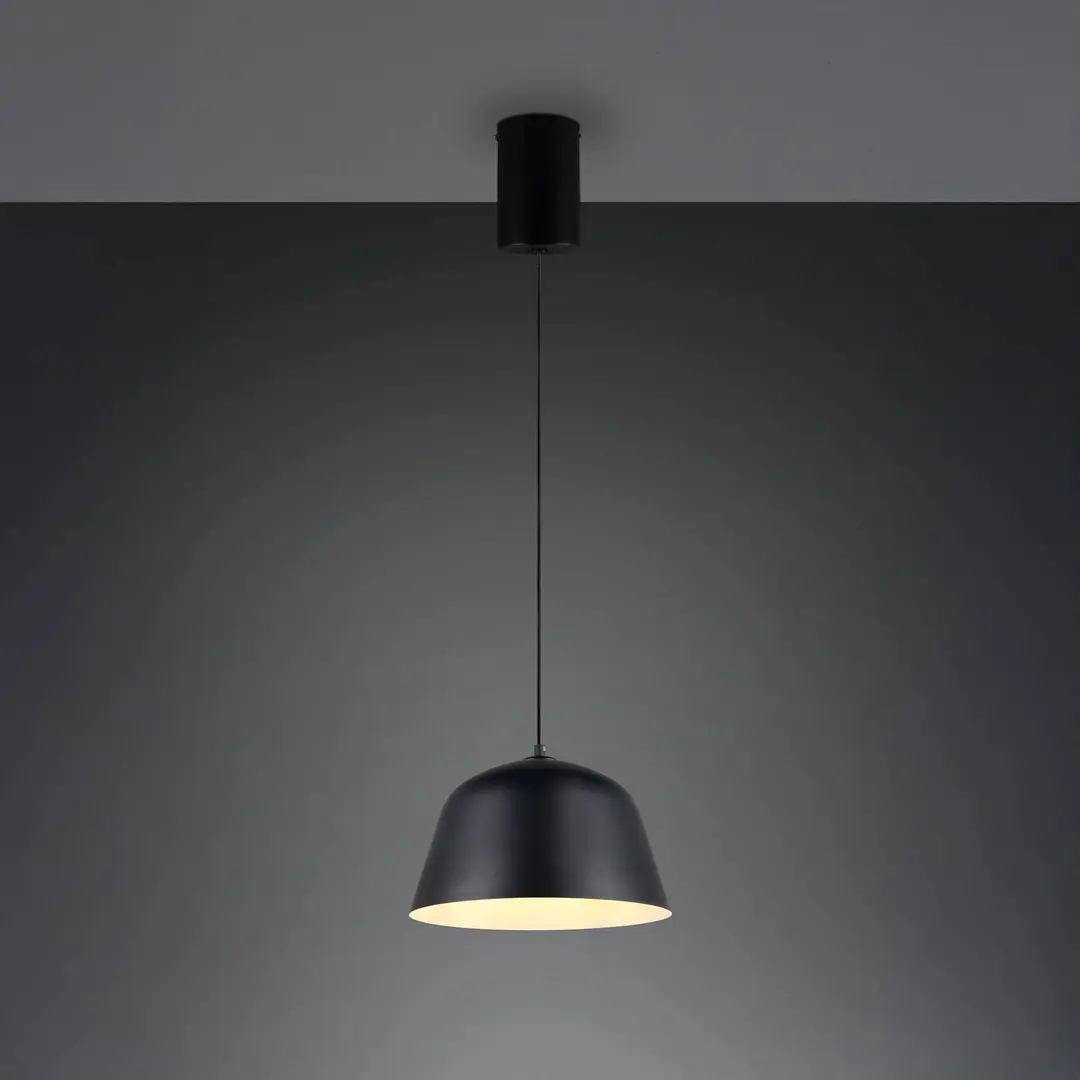 Reality Leuchten Hängeleuchte Tova, schwarz matt, Ø 30 cm, Metall, E27