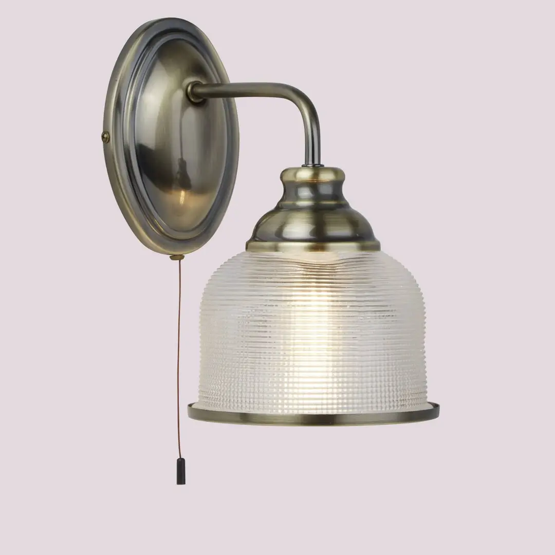 Searchlight Holophanglas-Wandleuchte Bistro II, altmessing