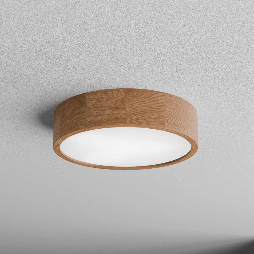 TEMAR LIGHTING Deckenleuchte Cleo DR375, IP20, Sensor, Ø 38 cm, Eichenholz